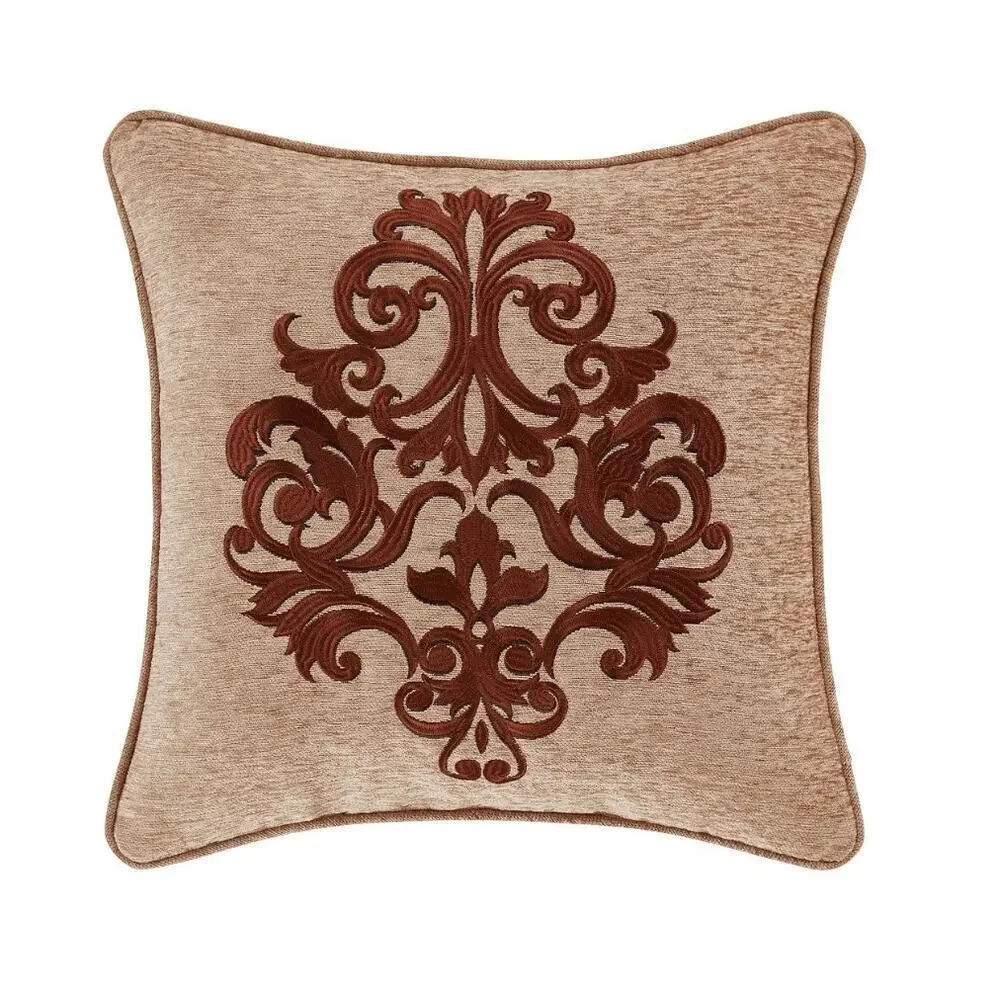 J Queen New York Luciana 18” Decorative Throw Pillow Beige Damask NEW - Picture 1 of 4
